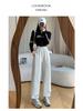2025 Autumn/Winter Women's Fleece-Lined Lambswool Sweatpants: Thick Cotton Casual Straight Pants