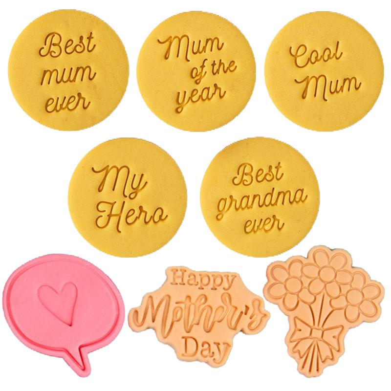 New Mother's Day Cookie Mold Cookie Stamp Molds Cake Decoration Biscuit Mould Baking Tools Gifts To Mom Best Wishes Women's Day