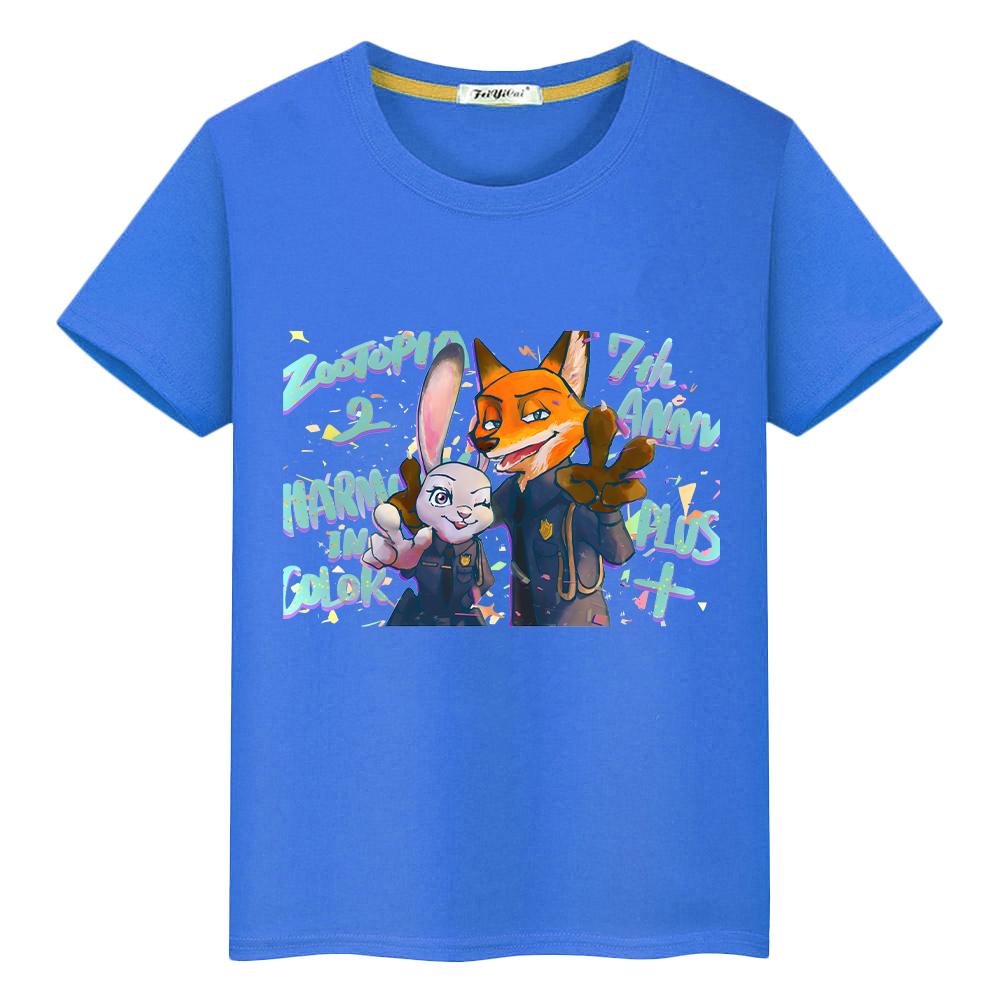Zootopia 2 Print Anime Kurzarm-T-Shirt für Kinder Jungen 10 Jahre 100% Baumwolle Pride T-Shirt Kawaii Oberteile y2k Einteiler Mädchenkleidung Kinder-T-Shirt