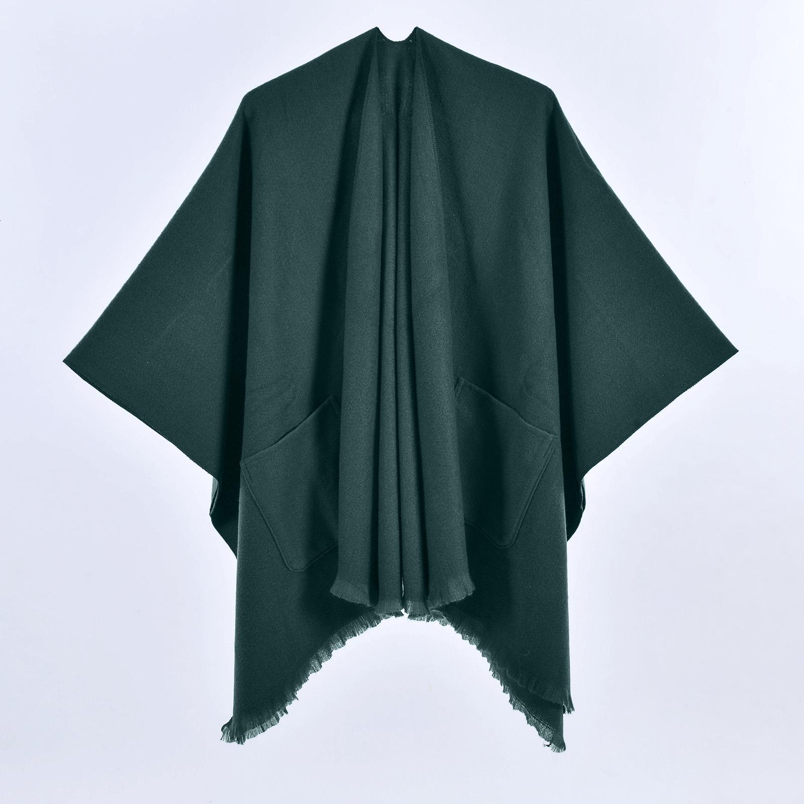 Модный теплый женский плащ, двусторонний цветной с разрезом, имитация кашемира, драпирующийся шаль One Size