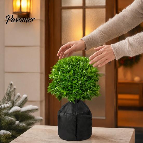 Winter Plant Protection Covers Planter Insulation Cover, Zippered Flower Pot Wrap, Cold Wind Shield for Potted Trees Bag with Drawstring Outdoor