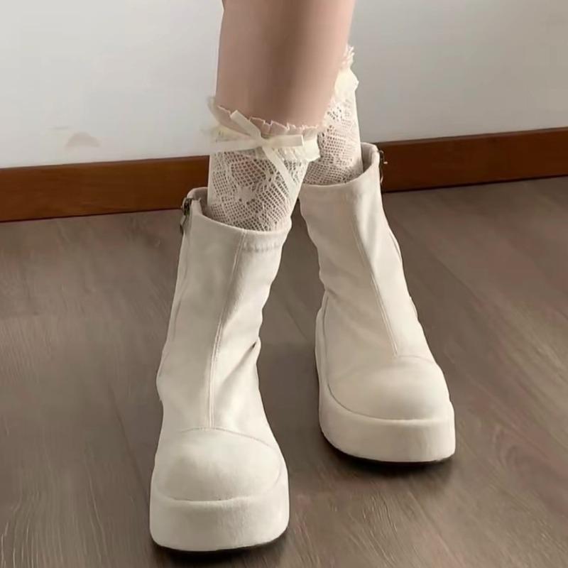 Flache Plateau Damen Stiefeletten Wildleder Mode Goth Laufschuhe Winter Neuer Trend Lässig Frau Chelsea Kurzstiefel Damen