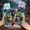 1PC Off Road Monster Truck Graffiti Print 750ml Color Plastic Sports Water Bottle Leakproof Flip Straw Lid Suitable for Sports Office Home Use