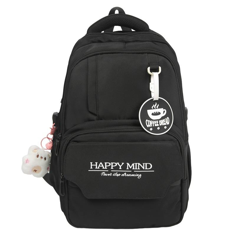 

Рюкзак большой вместимости с цветовым контрастом, рюкзак в стиле колледжа, школьный рюкзак для учебы и поездок чёрный