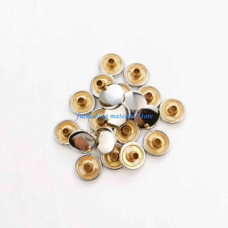 Y5GD 50Pcs Snaps Button Stainless Steel Screw Fastener Studs Cap Fixing Sewing