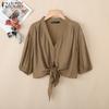 ZANZEA Women V-Neck Solid Color Casual Half Sleeve Blouse
