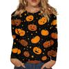 Women's Fashion Casual Halloween Printed Round Neck Long Sleeve Pullover Top