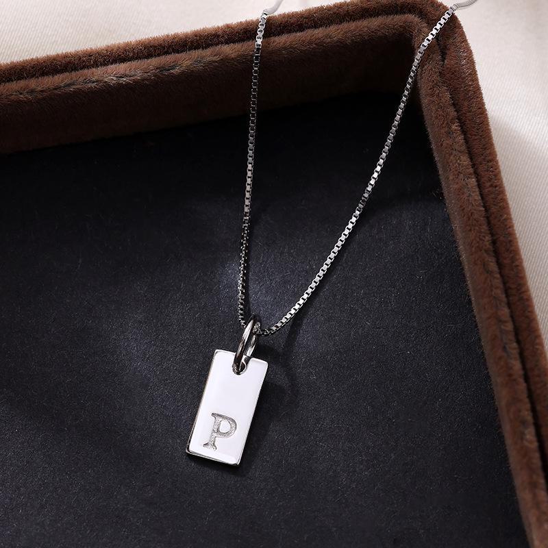 Banyan Tree Sterling Silver Square Letter Pendant Necklace