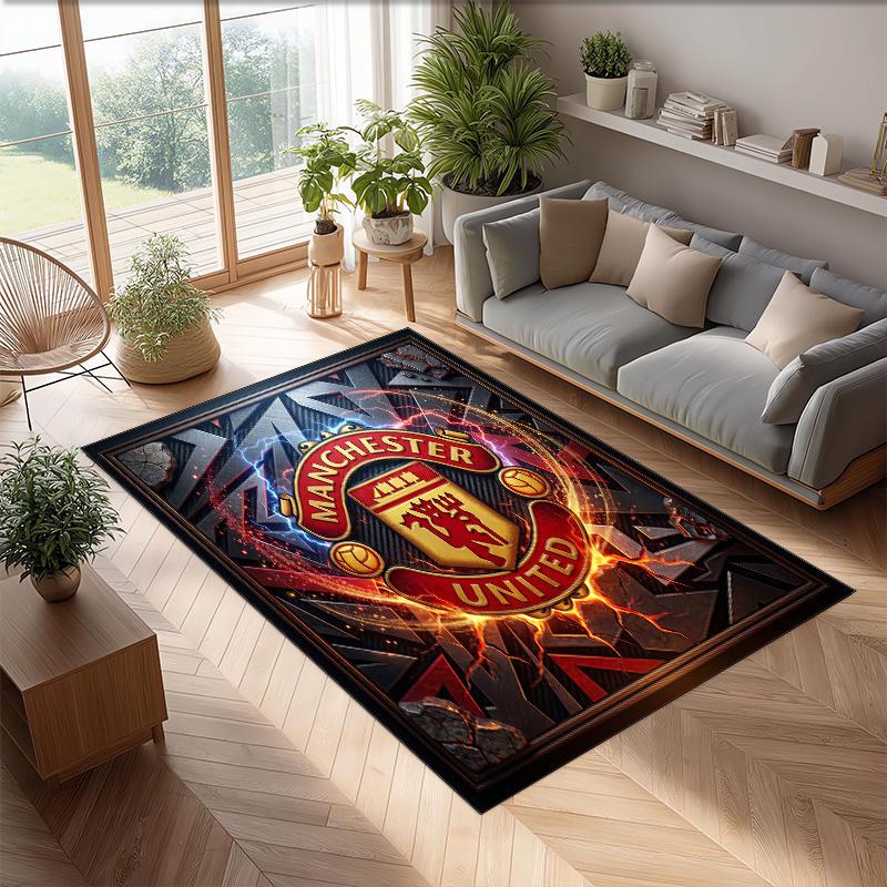 Manchester United Geprint Flanellen Vloerkleed Niet-Glijdend Zacht Polyester Vloerkleed Binnen Decoratie Mat voor Slaapkamer Woonkamer Bank