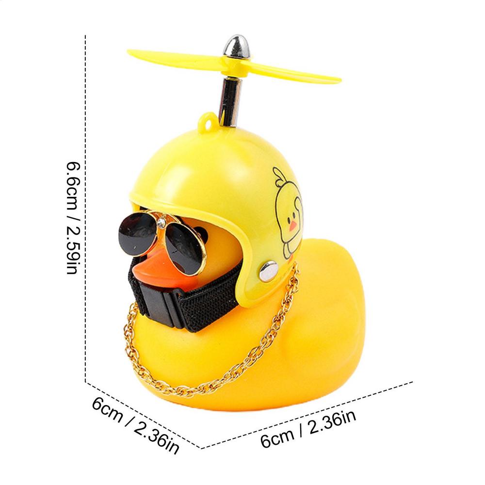 Rubber Squeeze Wind Duck Toy Motorcycle Car Ornaments Small Duck Car Dashboard Decoration with Cool Glasses Propeller Helmet