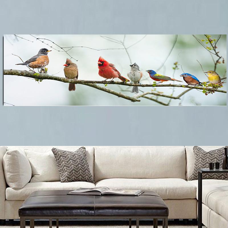 Tierische horizontale Vögel auf den Linien, Öl-Leinwand-Gemälde, Pop-Art-Poster und Drucke, Bilder, Wohnzimmer, Schlafzimmer, Heimdekoration