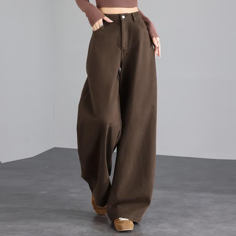 TonLion Women's High-Waist Wide-Leg Curved Casual Pants