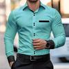 Pocket Stitching Men Long Sleeve Casual Shirt Spring Autumn Men Clothes Lapel Shirt Tops
