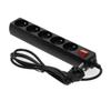 Extension Cord Strip, 5 Sockets, 1.5 , with Grounding and Switch, Black