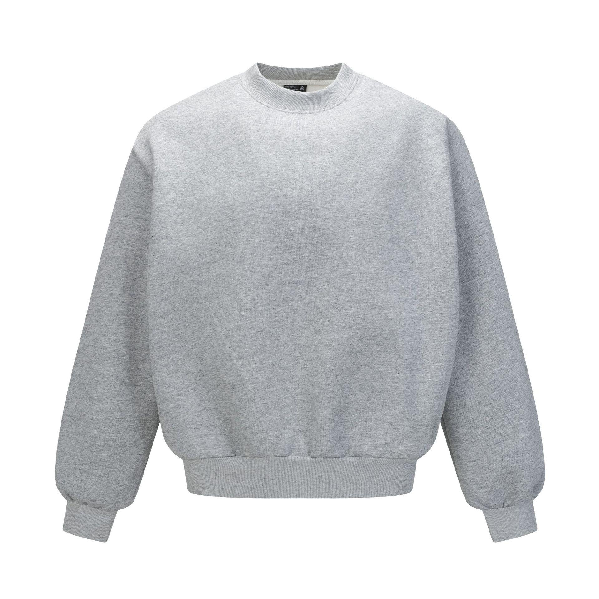 

800g Autumn/Winter Heavyweight Solid Color Round Neck Sweatshirt, Loose Fit, Drop Shoulder, Long Sleeve, Plus Velvet Warm, Unisex. M хізер сірий колір
