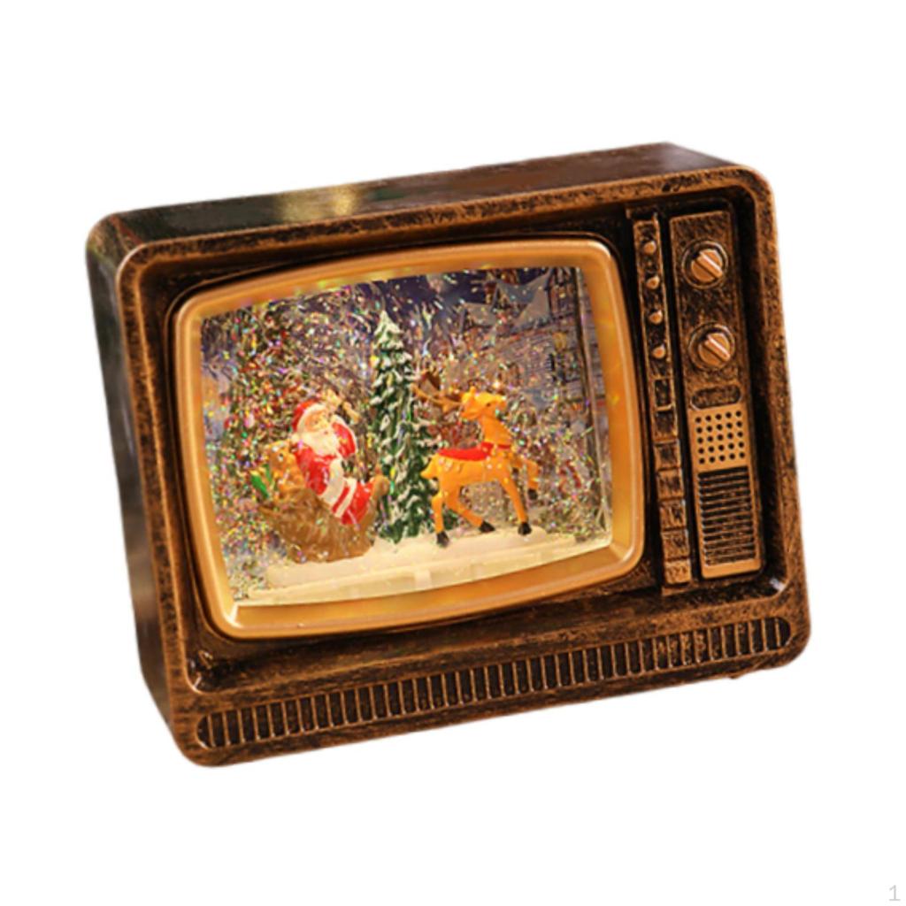 Lantern with Music Box, Snow Globe Ornament, Original , Light-Up TV Effect, Festive And