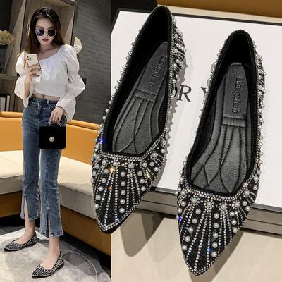 Women Sandals Arrival Elegant Casual Shoes Fashion Street Flats Comfortable Nonslip Loafers for Girls Crystal Beads Ballet Shoes