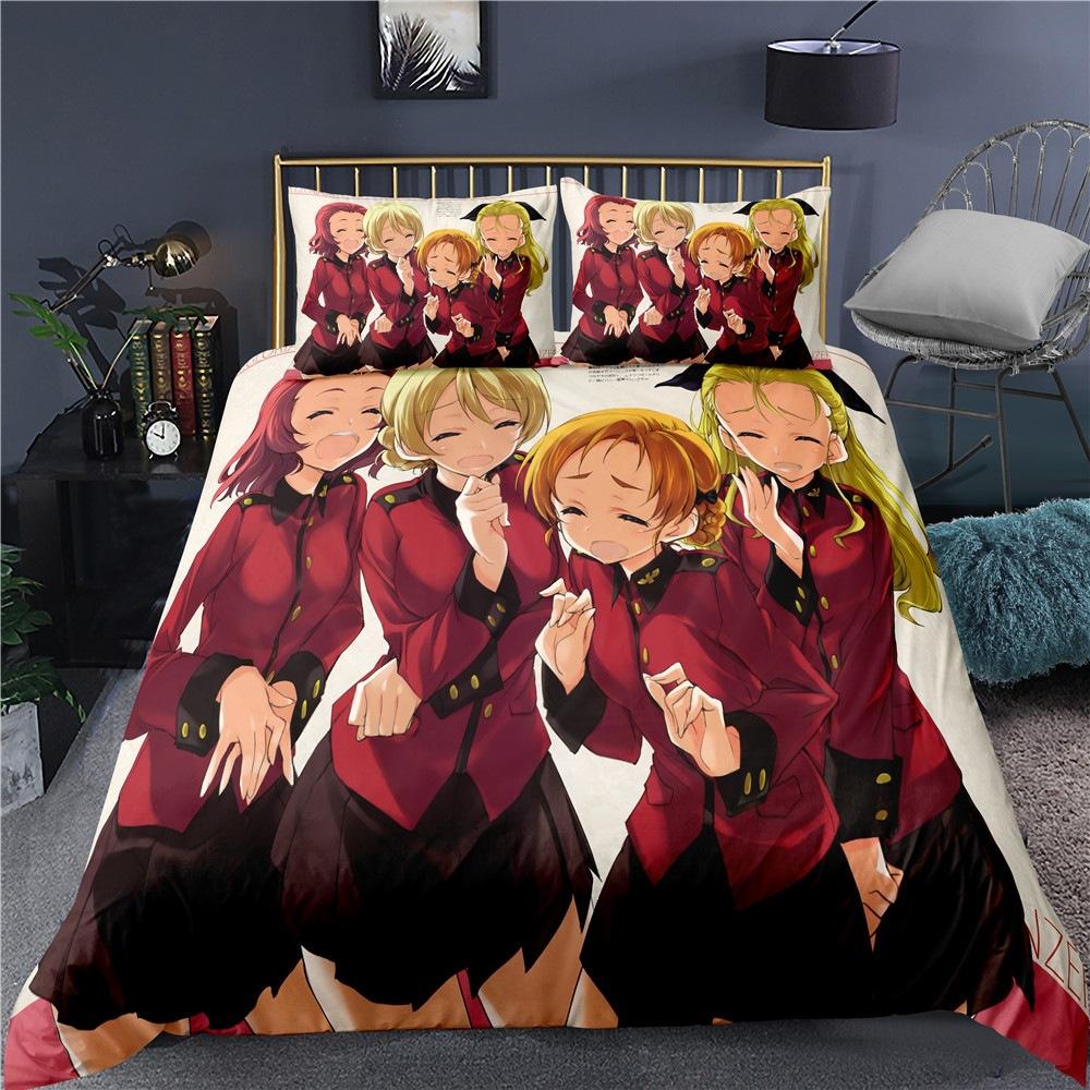 Anime Girls und Panzer Bedding Set 3D Print Anglerfish Team Duvet Cover Child Adult Quilt Cover Pillowcase king Queen Size