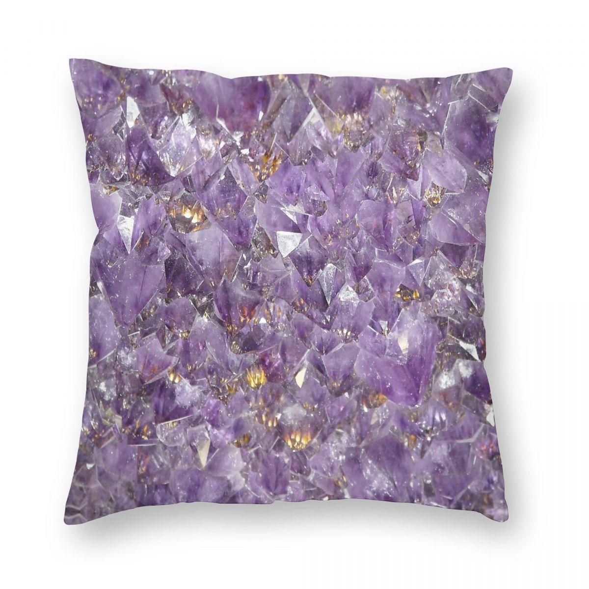 Amethyst Square Pillowcase Polyester Linen Velvet Creative Zip Decor Home Cushion Case 18 Peach skin 18*18(CM)-1Pcs