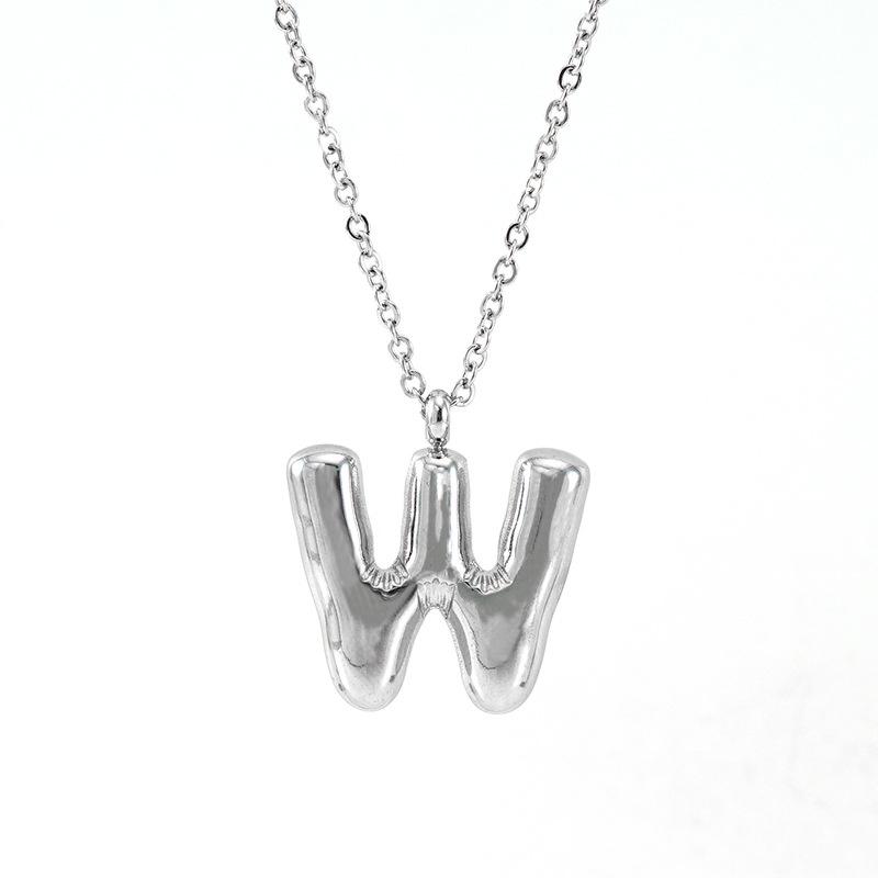 Fashionable Plump Stainless Steel Alphabet Necklace For Women