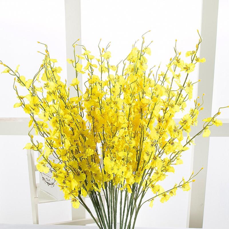1PCS European Rural Yellow Artificial Dance Orchid Silk Flower Fake Decoration Flower