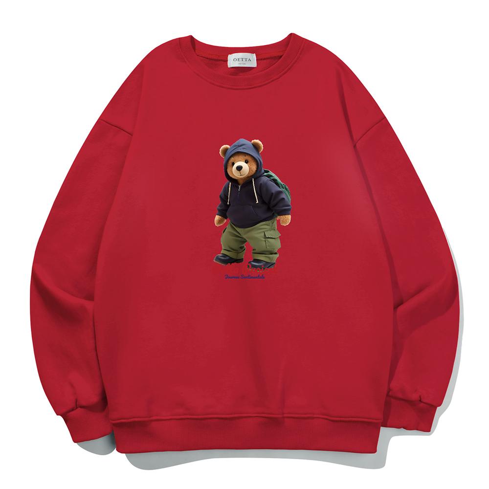 Yda Hip Hop Teddy Bear Sweatshirt Red M