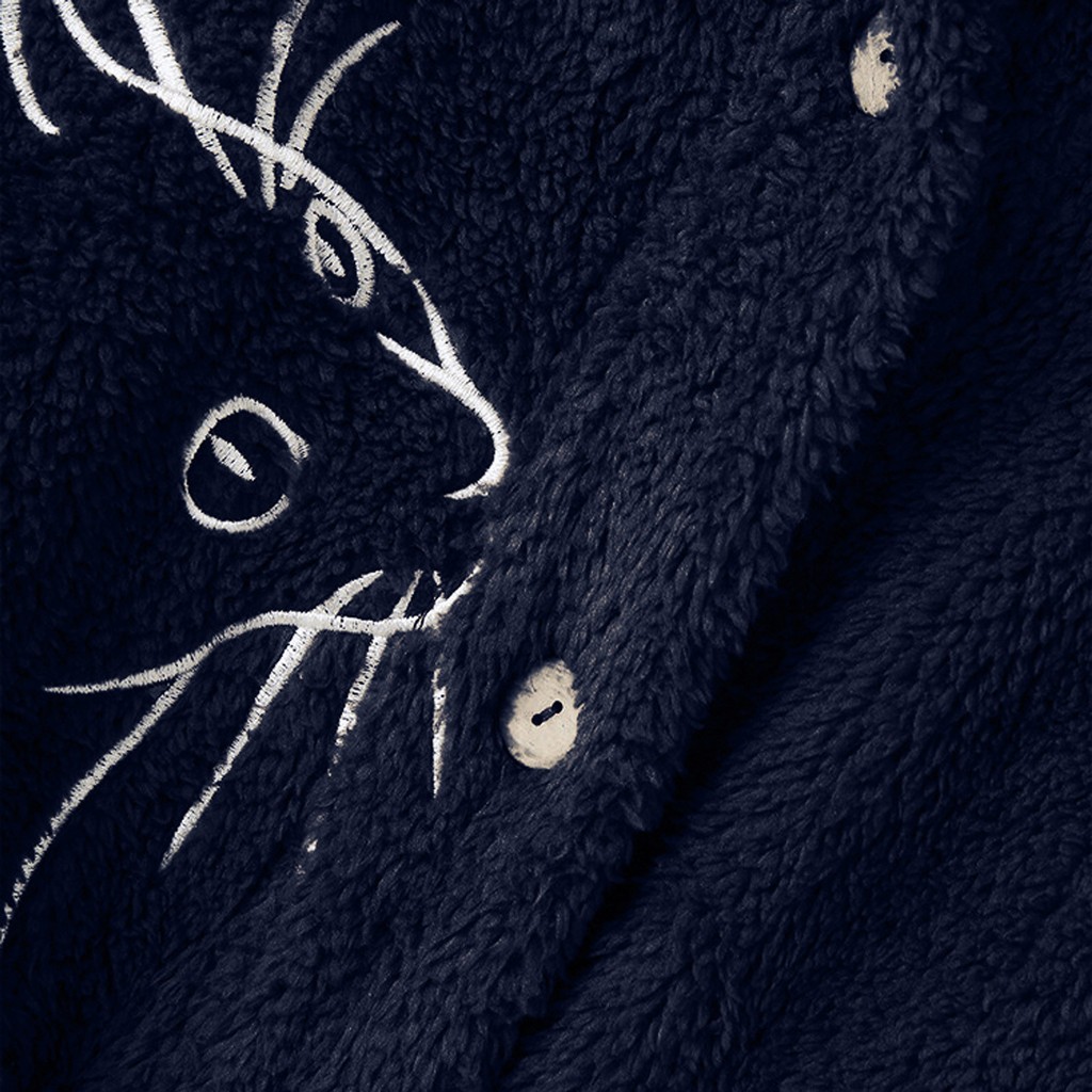 Dámské plyšové topy s potištěným knoflíkem Zimní bunda s volným svetříkem z vlny a kapucí