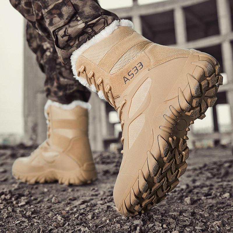 Winter Snow Boots Men Shoes Anti-slip Casual Soft Comfortable High-top Boots Men Plush Wear-resistant Outdoor Hiking Shoes Men