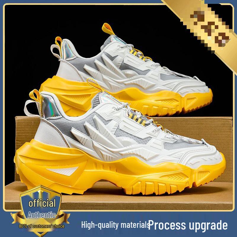 Men's 2025 New Autumn Breathable Running Shoes - Stylish Black Sports Casual with Height Increase