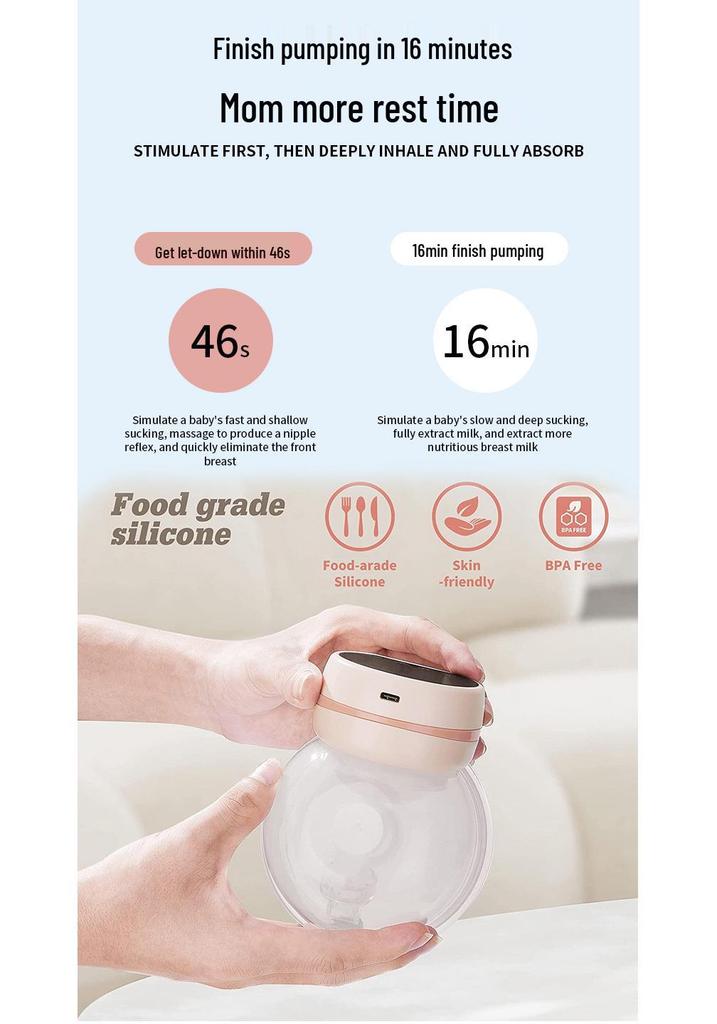Hands-Free Electric Breast Pump with Strong Suction - Wearable & Automatic Milk Extractor