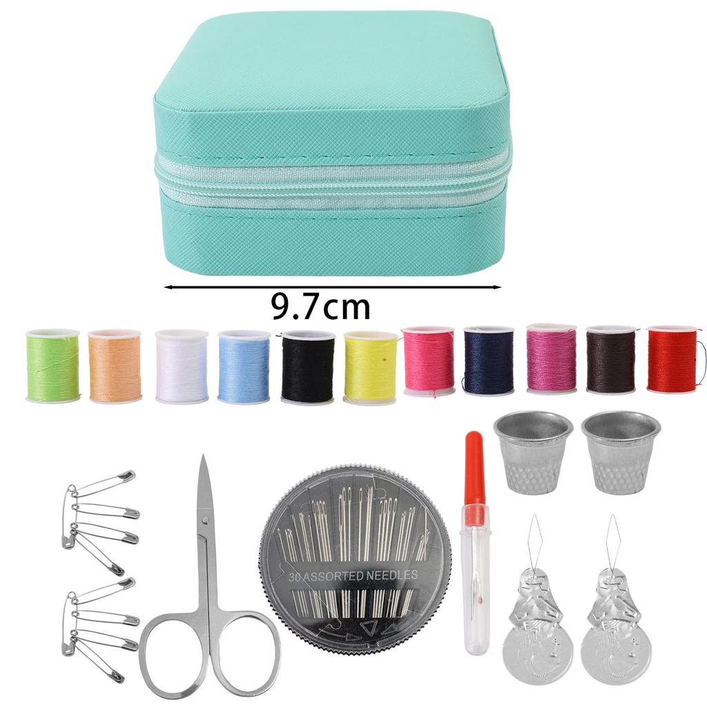 Mini Sewing Kit Box with Needles Threads Measure Scissors Portable Travel Storage Bag DIY Embroidery Cross Stitch Handwork Tools