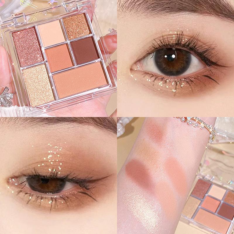 1PC Transparent Party Pearlescent Date Makeup Earth Color Eye-catching Seven Colors Stage Eye Shadow Plate Makeup Multi-function
