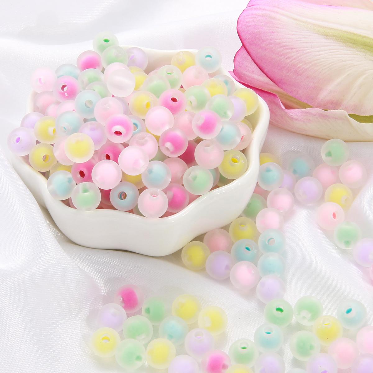 

110 шт. акриловые глазированные бусины прозрачные круглые свободные бусины для изготовления ювелирных изделий своими руками ожерелье Frosted разноцветный