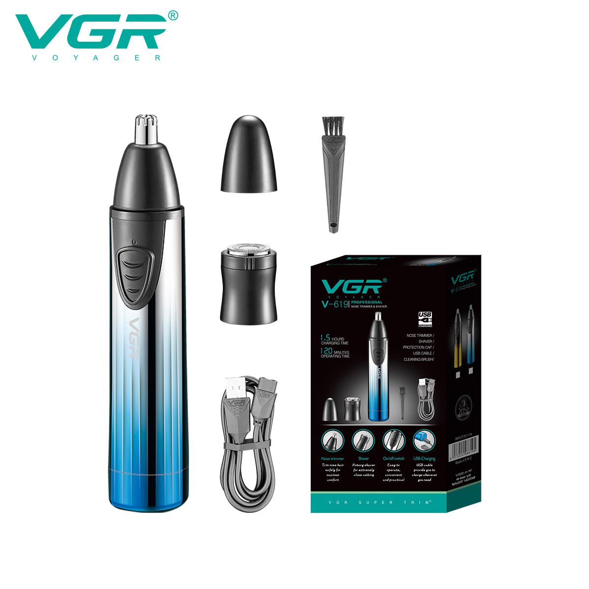 

VGR V-619 2-in-1 Hair Trimming Set IPX5 Waterproof Convenient Shaver Hair Remover Men s USB Electric Shaver Nose Hair Trimmer Safe and Skin-friendly синий