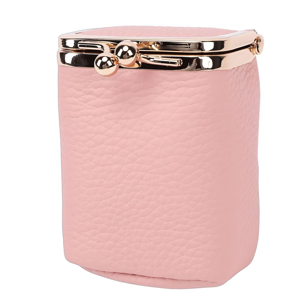 Étui à rouge à lèvres en cuir avec miroir Fermeture métallique Pochette de maquillage Mini étui cosmétique de voyage pour femmes Porte-cartes de crédit Cadeau