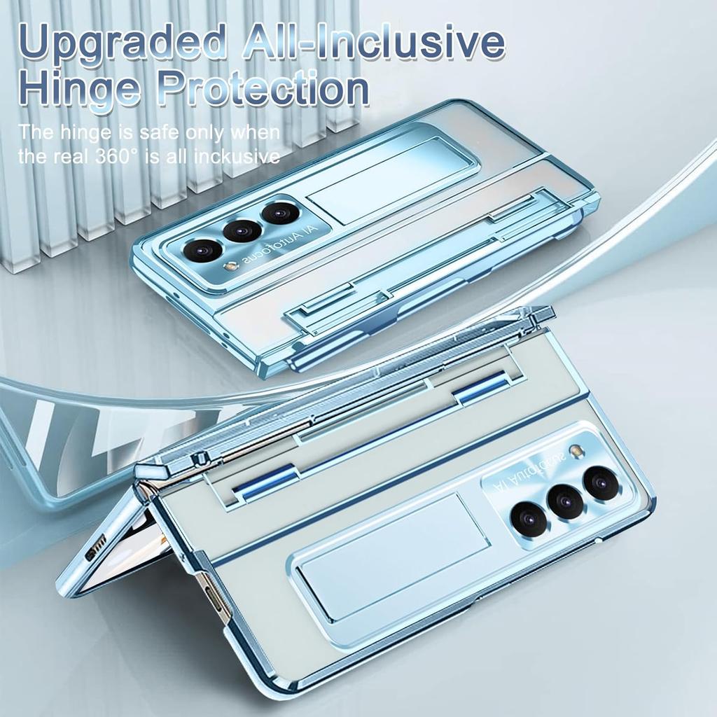 NINKI Compatible Samsung Galaxy Z Fold 5 Case with S Pen Holder & S Pen,Screen Protector Hinge Case for Samsung Z Fold 5 Case with Kickstand,Samsung