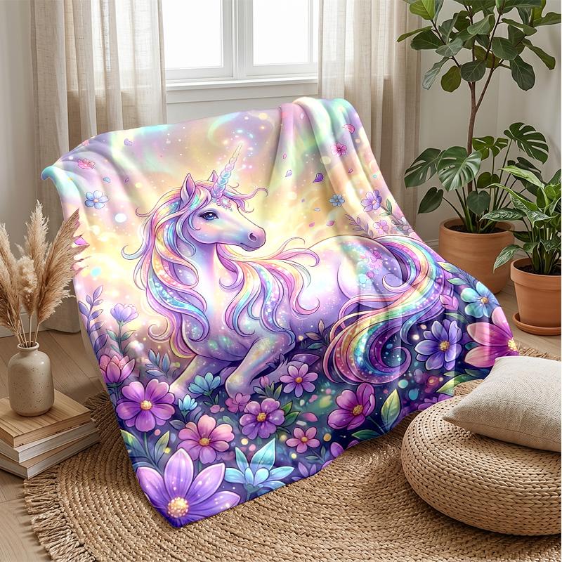 Fantasy Mermaid with Unicorn Theme blanket Lightweight Warm Flannel Blanket Decorative Throw Blanket for Home Decoration