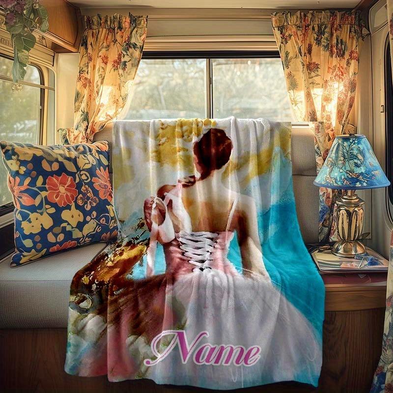 Ballet Girl'S Dancing Shoes Rv Customize Your Name Blanket Is Suitable For Rv Camping Traveling Rv Home Soft And Warm Rv Interior Blanket Suitable For