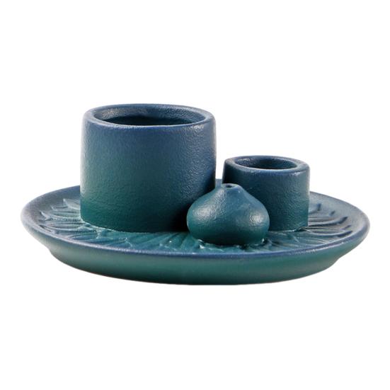 Yousheng Palo Santo Holder 4-in-1 Ceramic Incense Holder Candle Holder with Ash Catcher Lotus Tray Incense Burner for Sticks Salvia Burning Meditation