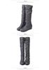 Plus Size 2020 Women's Long Leather Boots - Solid Color, Pleated, High-top, European Style
