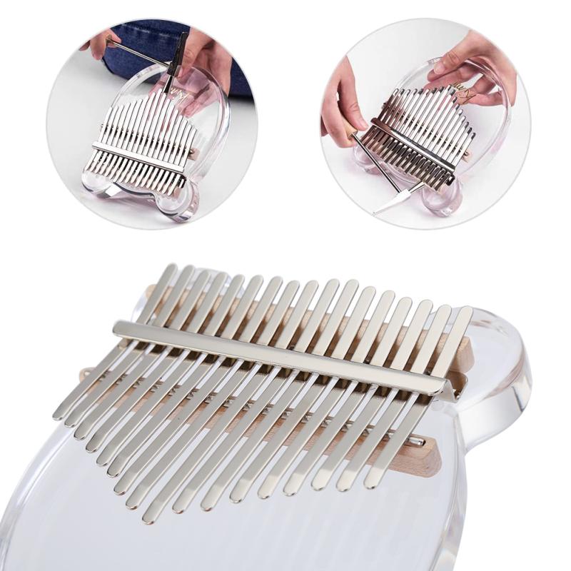 Kimi Kalimba Daumenklavier aus Acryl, 17 Tasten, mit Stimmgerät, Hammer-Gigbag
