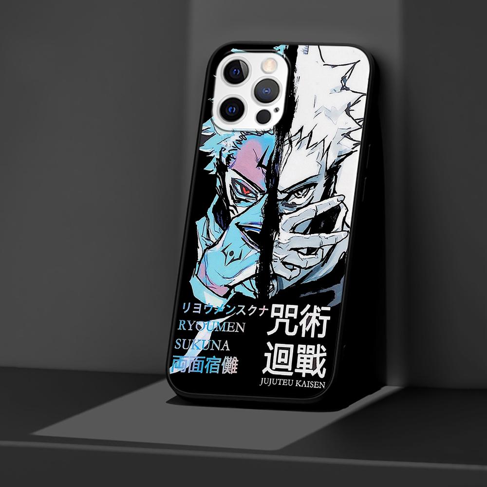 Anime Jujutsu Kaisen Case for iPhone 14 11 13 Pro Max 12 Mini XR 7 8 Plus SE 2020 XS 6 6S + Coque Black Soft Phone Bag Cover
