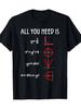 Romantic Math Equation "LOVE" Print T-Shirt Casual All Match Short Sleeve Top for Men and Women Korean Style Fashion Black