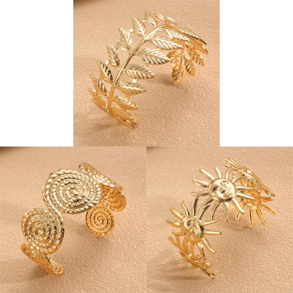 Beach Summer Shaped Leaf Metal Bracelet For Women With Electroplated Finish