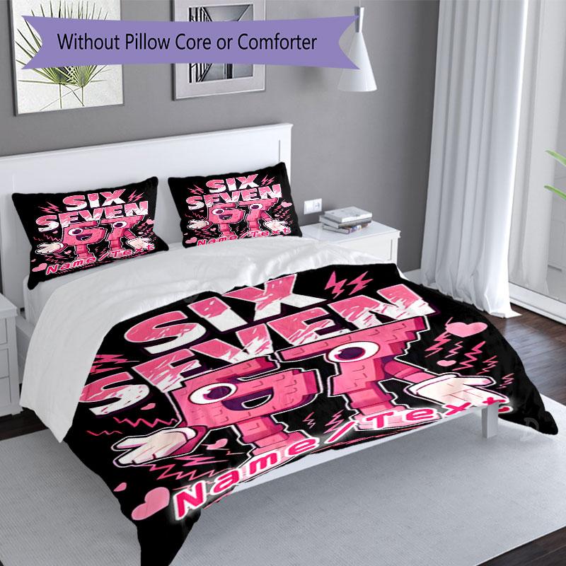 3PC Custom Name "Six Seven GT Energy" Bedding Set Printed Bedding Set Duvet Cover Closure Includes 1 Duvet Cover & 117 Pillowcases for Bedroom