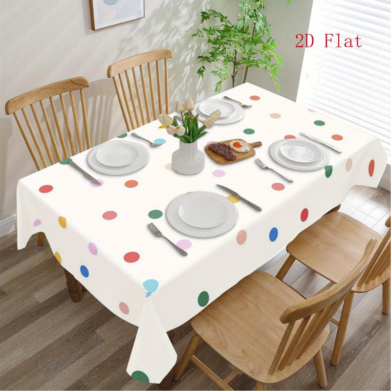 2D Flat 1pc - Rectangular Colorful Dot-Matrix Tablecloth, Polyester Rectangular Tablecloth - Perfect Holiday Home Decoration Item, Suitable for Partie