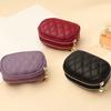 Fashionable Casual Diamond Grid Zipper Coin Purse For Women'S Mini Card Bag