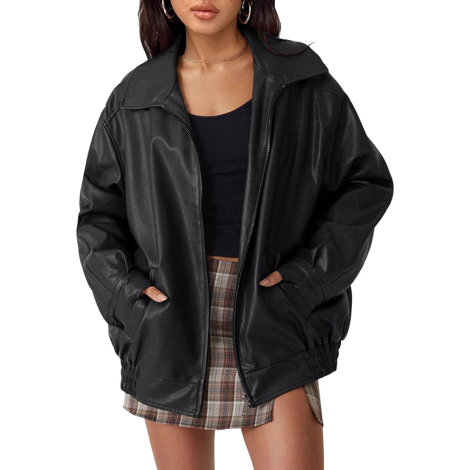Dames Oversized Leren Jassen Faux Suède Herfstmode Motorjassen Winteroutfits Kleding Y2k Tops XL