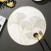 6/4pcs Ginkgo Leaf Round Placemats Nordic Home Scald Proof Meal Pad Instagram Style PVC Hollow Dining Table Decor Mats Coasters