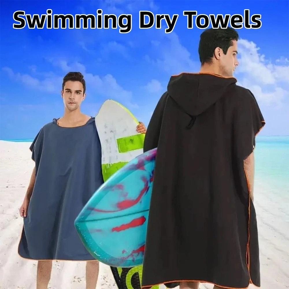 Hooded Swimming Dry Towels Microfiber Beach Poncho Towels Quick-drying Swimming Towels  Bath